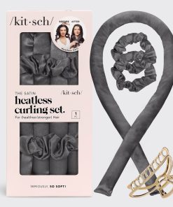Charcoal Satin Heatless Hair Curler Bundle