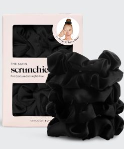 Black Satin Sleep Scrunchies 5pc Set