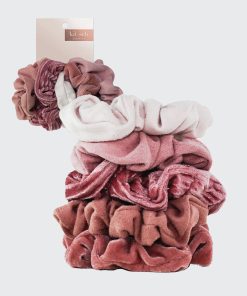 Blush & Mauve Velvet Scrunchies 5pc Set