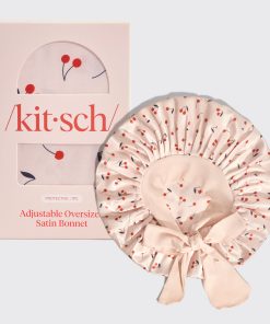 Cherry Print Oversized Satin Bonnet