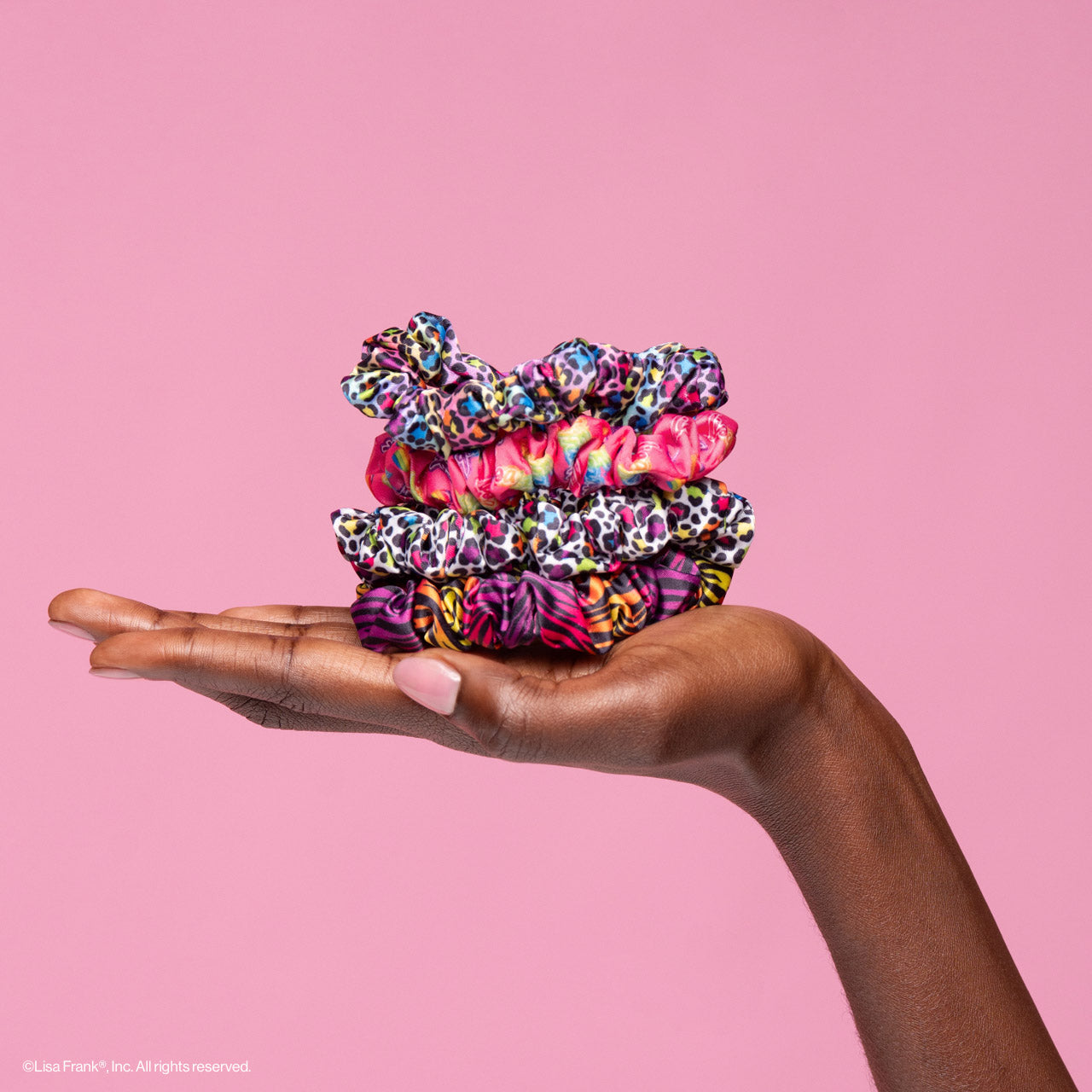 503486-LisaFrankxKitsch-RuchedSatinScrunchies-4pc-RainbowLeopard-Model-3-1280x1280px.jpg