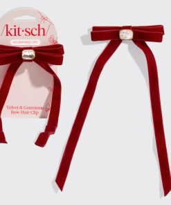Velvet & Gemstone Bow Hair Clip
