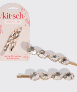 White Gemstone Bobby Pins