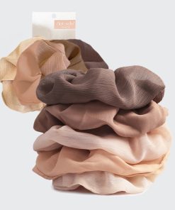 Crepe Scrunchies 5pc- Terra Cotta
