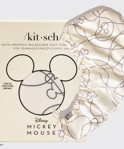 Mickey/ Minnie x Kitsch Satin-Wrapped Hair Towel Mickey Maze - Cream