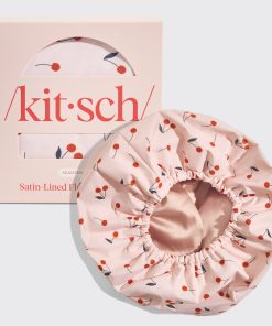 Cherry Print Satin Shower Cap