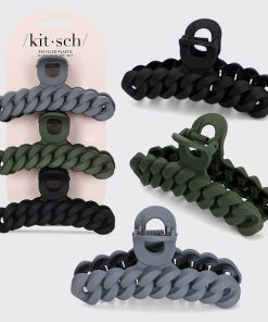 Black & Moss Chain Claw Clips 3pc Set