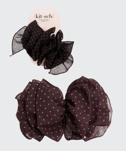 Recycled Chiffon Polka Dot Bow Barrette